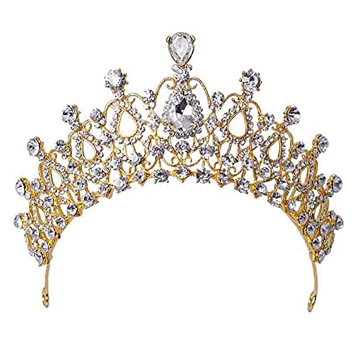 Haarschmuck, Haarschmuck für Frauen, eleganter Kristall-Braut-Haarschmuck, Hochzeit-Diademe und Krone, Strass-Festzug-Kronen, Kopfschmuck, Haarschmuck (Gold, klein) von AoBloom