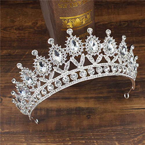 Haarschmuck, Kronen-Diademe für Frauen, Königin, König, Tiaras und Kronen, Brautdiadem, Frauen, Abschlussball, Haarschmuck, Kopfschmuck, Hochzeit, Braut, Kopfschmuck, Zubehör (kleines Silber 01) von AoBloom