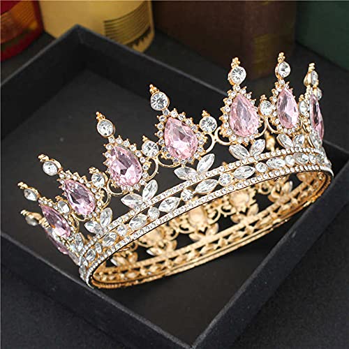 Haarschmuck, Kronen-Diademe für Frauen, Königstiaras und Kronen, Brautdiadem für Braut, Frauen, Kopfbedeckung, Haarschmuck, Hochzeit, Kopfschmuck, Zubehör (Goldrosa) von AoBloom