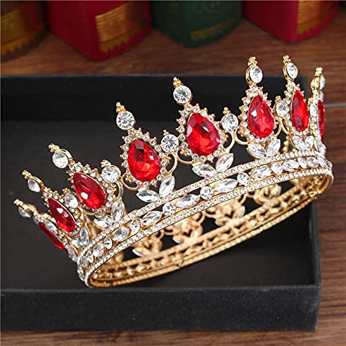 Haarschmuck, Kronen-Diademe für Frauen, Vintage-Hochzeit, König-Tiaras und Kronen, Braut-Kopfschmuck, Zubehör, Diadem, Festzug, Kopfschmuck, Braut-Haarschmuck (Gold 02) von AoBloom