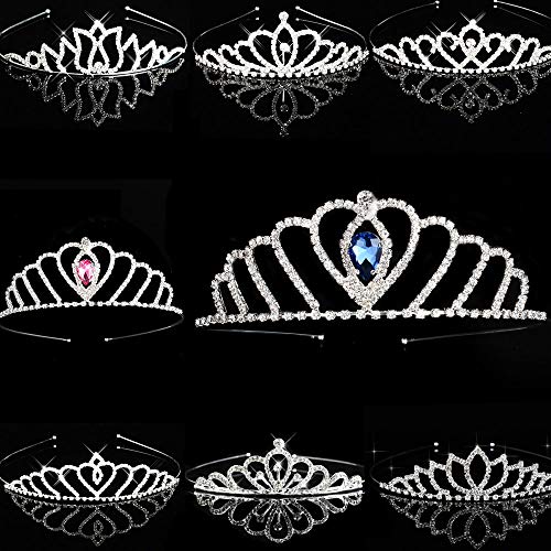 Haarschmuck, Kronen-Diademe für Frauen, blaue Prinzessinnen-Diademe, Kronen, Haarband, Kinder, Mädchen, Show, Braut, Abschlussball, Braut, Brautjungfer, Geschenk, Hochzeit, Party, Zubehör, Haarschmuc von AoBloom