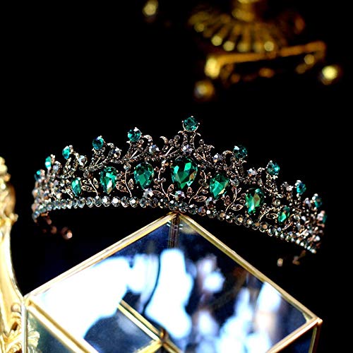 Haarschmuck, Kronen-Diademe für Frauen, schwarze Kristallkrone, Tiara, Bräute, Hochzeit, Schmuck, Haarschmuck (Farbe: Roségold) von AoBloom