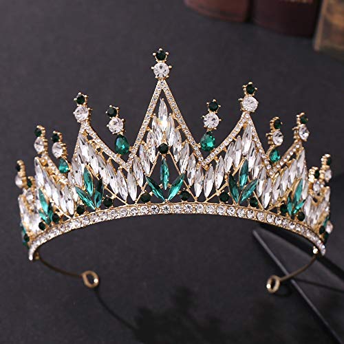 Haarschmuck, Kronen-Tiaras für Damen, luxuriöse silberfarbene Kristall-Tiaras und Kronen, Strass-Prinzessin, Abschlussball-Diademe, Damen-Hochzeit, Braut-Haarschmuck, Schmuck (rot) von AoBloom