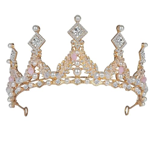 Haarschmuck, Kronen-Tiaras für Damen, modische Kristall-Prinzessin-Krone, Strass-Tiara für Mädchen, Geburtstag, Hochzeit, Model, Laufsteg, Königin, Krone, Perle, Schmetterling, Haarschmuck (FG064 Sil von AoBloom