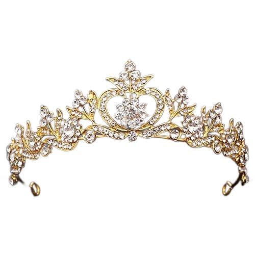 Haarschmuck, Kronen-Tiaras für Frauen, Hochzeitskrone, Haarschmuck, Braut-Haarschmuck, Damen-Barock-Krone, Strasssteine, Kristall-Tiaras, Brautkönigin, Party-Kronen, Geschenk (Antike Bronze plattiert von AoBloom