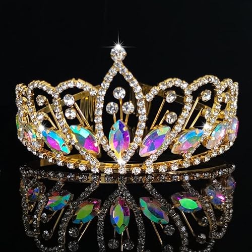 Haarschmuck, Kronen-Tiaras für Frauen, Hochzeitskrone für die Braut, Kopfschmuck, Barock-Tiaras und Kronen, Prinzessin-Tiara, Kristall-Strass-Stirnband, Haarschmuck (Lgl212 Gold Ab) von AoBloom