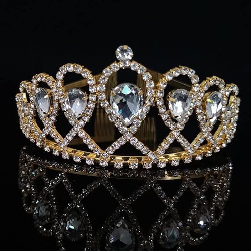 Haarschmuck, Kronen-Tiaras für Frauen, Hochzeitskrone für die Braut, Kopfschmuck, Barock-Tiaras und Kronen, Prinzessin-Tiara, Kristall-Strass-Stirnband, Haarschmuck (Lgl213 Goldweiß) von AoBloom