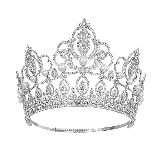 Haarschmuck, Kronen-Tiaras für Frauen, Kristall-Königin-Tiaras, Damenschmuck, große Brautkronen, Festzug, Diadem, Hochzeit, Kopfschmuck (grüne Farbe) von AoBloom