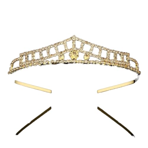 Haarschmuck, Kronen-Tiaras für Frauen, Mädchen, Kinder, Kronprinzessin, Kristall-Tiaras, Hochzeit, Strass-Stirnband, Abschlussball, Geschenk, Haar (J010 Gold) von AoBloom