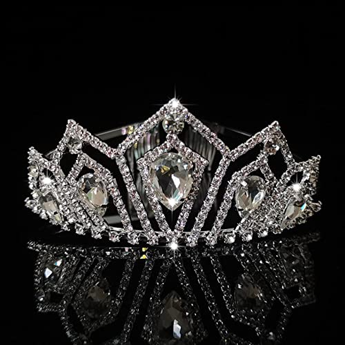 Haarschmuck, Kronen-Tiaras für Frauen, Prinzessinnen-Kristall-Tiaras und Kronen, Strass-Kristall-Kronen-Stirnband-Tiaras, Braut- und Hochzeit-Haarschmuck, Haarschmuck (508 Silber, Weiß) von AoBloom