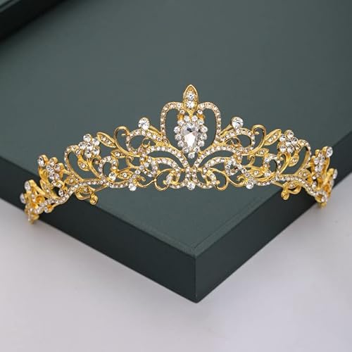 Haarschmuck, Kronen-Tiaras für Frauen, goldfarben, silberfarben, Tiaras und Kronen für Hochzeit, Braut, Kristallperlen, Diademe, Strass-Kopfschmuck, Modeaccessoires (6 Stück) von AoBloom