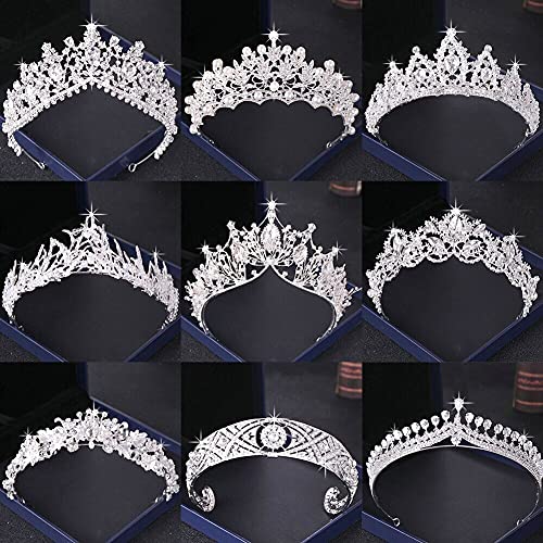 Haarschmuck, Kronen-Tiaras für Frauen, silberfarbene Kristall-Diademe und Kronen, Haarschmuck für Hochzeiten, Brautkrone, Tiara, Diadem, Hochzeits-Kopfschmuck, Damen-Haarschmuck (Champagner-Gold) von AoBloom