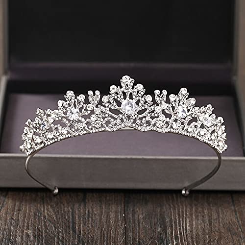 Haarschmuck, Kronen-Tiaras für Frauen, silberfarbene Kristall-Strass-Krone und Tiara, Hochzeit-Haarschmuck, Braut-Tiaras, Haarkrone, Hochzeit-Kopfschmuck für Frauen (schwarz vergoldet) von AoBloom