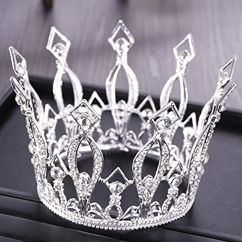 Haarschmuck Krone Tiaras für Frauen Gold Runde Kristall Hochzeit Tiara Krone für Braut Kopfschmuck Diadem Abschlussball Haarschmuck Hochzeit Haarschmuck (Silber) von AoBloom