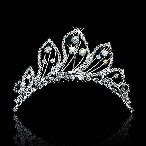 Haarschmuck Krone Tiaras für Frauen Prinzessin Krone für Mädchen Brautkrone Tiara Diadem Kristall Blumen Hochzeit Braut Haarschmuck Kopfschmuck Geschenke (Chrome14) von AoBloom