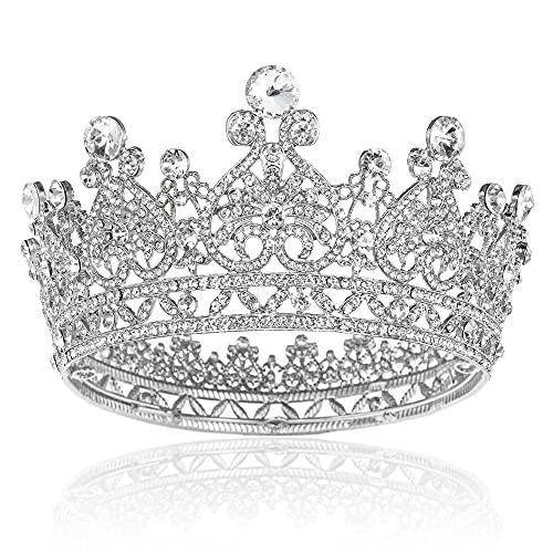 Haarschmuck Kronen-Diademe für Frauen, Goldkronen für Frauen, Kronen und Tiaras, Haarschmuck für Geburtstag, Hochzeit, Abschlussball, Braut, Halloween (Silber) von AoBloom