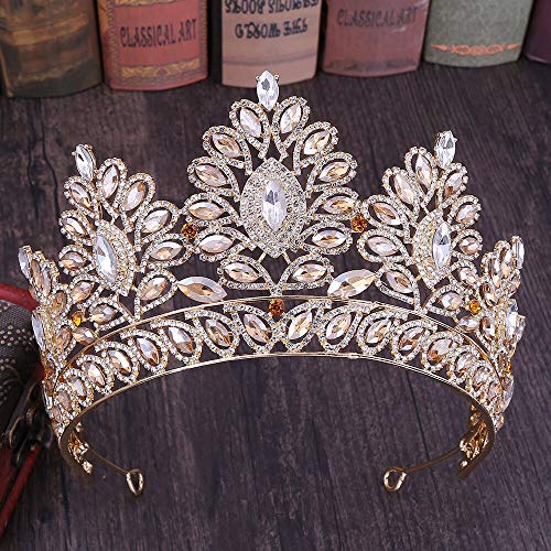 Haarschmuck Kronen-Diademe für Frauen, Vintage-Kristall, große Tiaras, Kronen für Frauen, Braut, Königin, Prinzessin, Abschlussball, Diadem, Braut, Hochzeit, Haarschmuck, Schmuck (Gold) von AoBloom