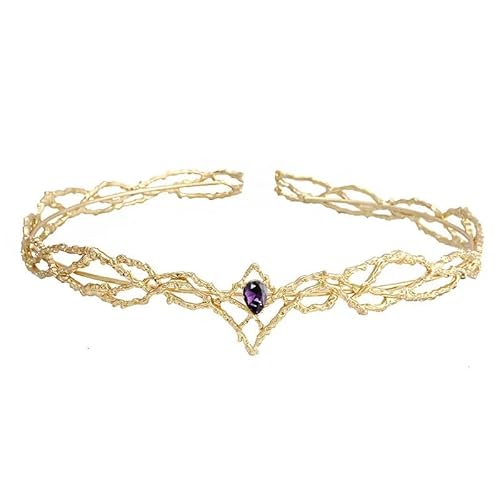 Haarschmuck Kronen-Tiaras für Frauen, Filmkönig, runde Elfen-Kronen-Tiara, Damen-Wassertropfen-Zirkon-Stirnband, Braut-Haarschmuck, Geschenke, Schmuck, Hochzeit, Kopfbedeckung (Gold, Champagner) von AoBloom