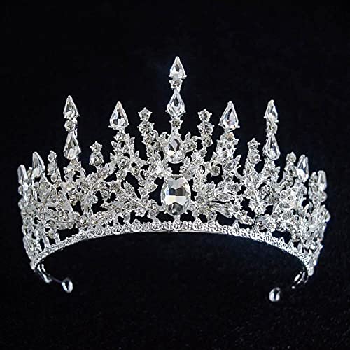 Haarschmuck Kronen-Tiaras für Frauen, Hochzeitskrone für die Braut, Strass-Haarschmuck, Geschenke, Tiaras, Kristall-Haarschmuck, Damen-Stirnband, Braut-Kopfbedeckung (A68 Silber) von AoBloom