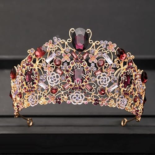 Haarschmuck Kronen-Tiaras für Frauen, Vintage-Barock-Tiara, Hochzeitskrone, Brautdiadem, Goldkristall-Strass-Kopfschmuck, Kopfschmuck, Hochzeit-Haarschmuck (blau) von AoBloom