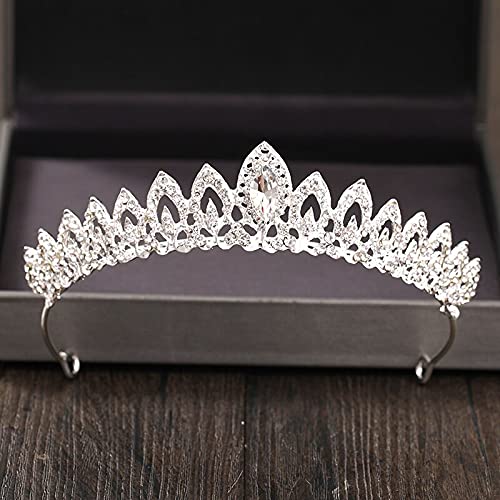 Haarschmuck Kronen-Tiaras für Frauen, silberfarbene Kristall-Strass-Krone und Tiara, Hochzeits-Haarschmuck, Braut-Tiaras, Haarkrone, Hochzeit, Kopfschmuck für Frauen (rhodiniert) von AoBloom