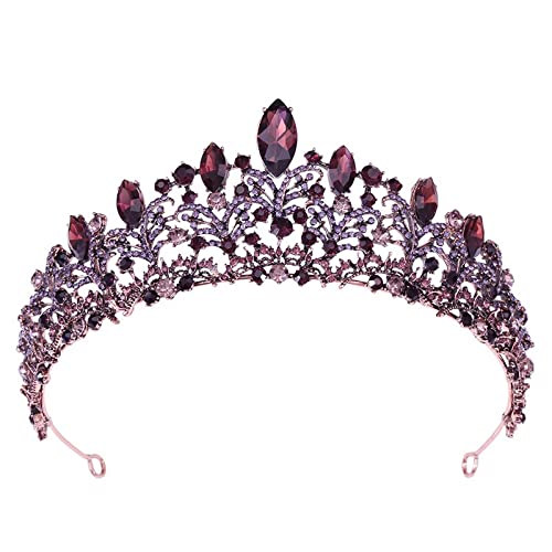 Haarschmuck Kronen-Tiaras für Frauen, wunderschöne kristallrote Tiaras, Prinzessinnenkrone für Abschlussball, Diadem, Braut-Kopfschmuck, Königin, Braut, Hochzeit, Kronen-Haarschmuck (Roségold) von AoBloom