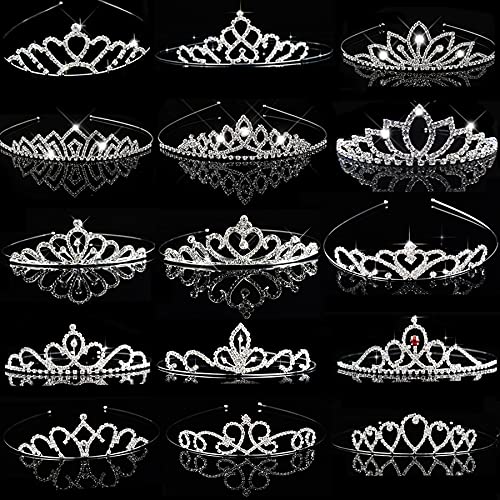 Haarschmuck Kronen-Tiaras für Frauen und Kinder, Tiaras und Kronen, Haarband, Mädchen, Brautkristallkrone, Hochzeitsaccessoires, Haarschmuck, Ornamente, Kopfbedeckung (17) von AoBloom