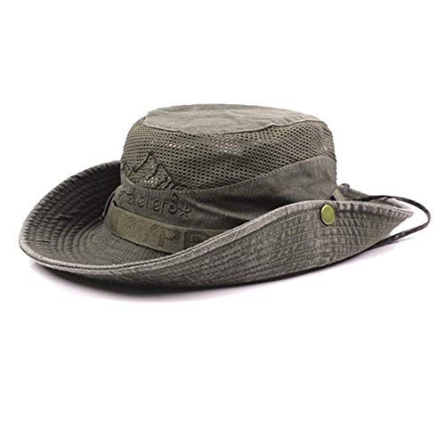 Herren Baumwolle Geprägt Hut, Außen Sonnenschutz Breite Krempe Faltbar Dschungelhut Fischerhut für Angel Wandern - Armee Grün von Generic