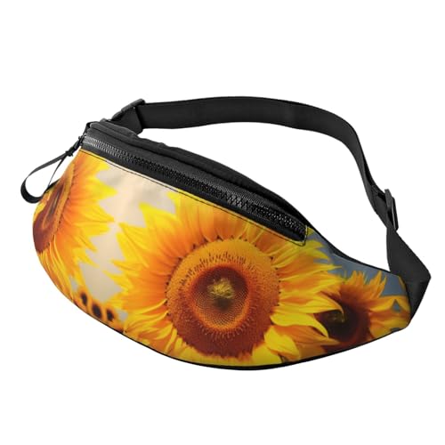 Bauchtasche mit Sonnenblumen-Aufdruck für Herren und Damen, Crossbody-Hüfttasche, Gürteltasche mit verstellbarem Riemen für Reisen, Sport, Schwarz, Einheitsgröße, Schwarz , Einheitsgröße Bauchtasche mit Sonnenblumen-Aufdruck für Herren und Damen, Crossbody-Hüfttasche, Gürteltasche mit verstellbarem Riemen für Reisen, Sport, Schwarz, Einheitsgröße, Schwarz , Einheitsgröße von AoRom