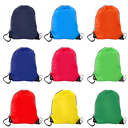 AoToZan 9 Stücke Rucksack mit Kordelzug Turnbeutel Damen Herren Beutel Sportbeutel String Schwimmbeutel Gym Fußball Reisen Basketball Rucksäcke von AoToZan