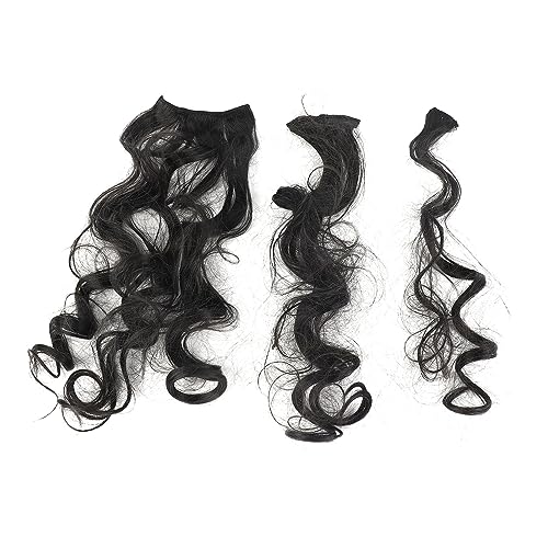 Aoaoy 7 Stück Klammern/Halter in lange gewellte Haarverlängerung, Synthetik, schwarz, flauschig, für Frauen von Aoaoy