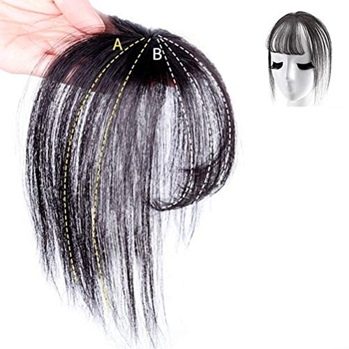 Aoaoy Bangs Hair Topper Extensions, feine Luftfransen, dünn, fügen Sie sofort Volumen der Borsten bei Alopezie und feinem Haar hinzu, besser für Frauen mit Glatze (schwarz) von Aoaoy
