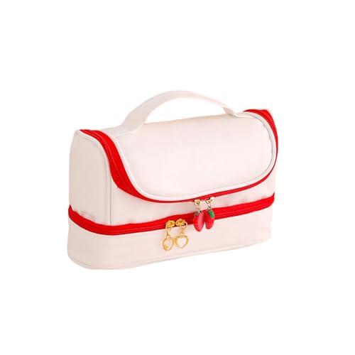 Aoaoy Federmäppchen aus PU, 2-lagig, große Kapazität, mit Erdbeerform, für Schüler, Schüler, 红色, Portable blank DIY pencil case-red zipper von Aoaoy