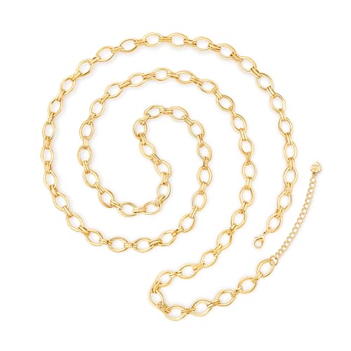 Aobei Pearl 18K Gold Lange Kette Halskette für Frauen Chunky Hollow Rhombus Kette Halskette Einstellbare Geometrische Offene Kette Layering Schmuck 33.5" + 2" von Aobei Pearl