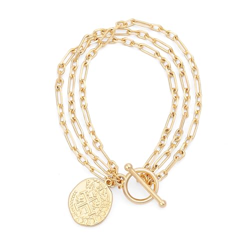 Aobei Pearl 3-Reihe 18K Gold Dainty Cross Medallion Charm Toggle Mode Stapelung Schichtung Handgefertigter Aobei Pearl 3-Reihe 18K Gold Dainty Cross Medallion Charm Toggle Mode Stapelung Schichtung Handgefertigter von Aobei Pearl