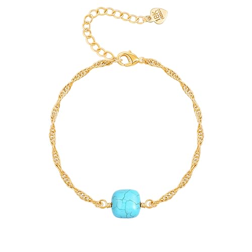 Aobei Pearl Boho Quadrat Türkis Armbänder zierliche 18K Gold Twist geflochtene Seil Kette Armbänder für Frauen Einstellbare Schicht Handgelenk Schmuck 6.7"+2" Aobei Pearl Boho Quadrat Türkis Armbänder zierliche 18K Gold Twist geflochtene Seil Kette Armbänder für Frauen Einstellbare Schicht Handgelenk Schmuck 6.7"+2" von Aobei Pearl