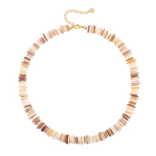 Aobei Pearl Natürliche Shell Perlen Choker Boho Seashell Chips Halskette für Frauen Chunky Puka Shell Sommer Strand Surfer Schmuck 15" + 2" Aobei Pearl Natürliche Shell Perlen Choker Boho Seashell Chips Halskette für Frauen Chunky Puka Shell Sommer Strand Surfer Schmuck 15" + 2" von Aobei Pearl