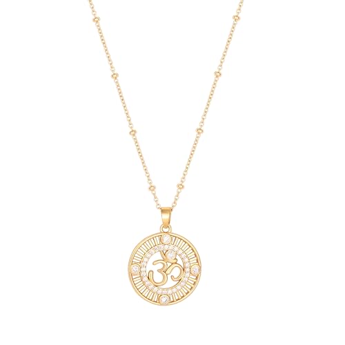 Aobei Pearl Sanskrit Symbol Om Satellite Beaded Chain Halskette 18K Gold überzogen Aum Ohm Yoga Charm Anhänger Lange Halskette mit CZ Aobei Pearl Sanskrit Symbol Om Satellite Beaded Chain Halskette 18K Gold überzogen Aum Ohm Yoga Charm Anhänger Lange Halskette mit CZ von Aobei Pearl