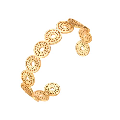 Aobei Pearl Zierliche Sonnenblume Gold Armreif Armbänder für Frauen Trendy Charm Liebe Manschette Armband Nette Blume Statement Armband Boho Schmuck von Aobei Pearl