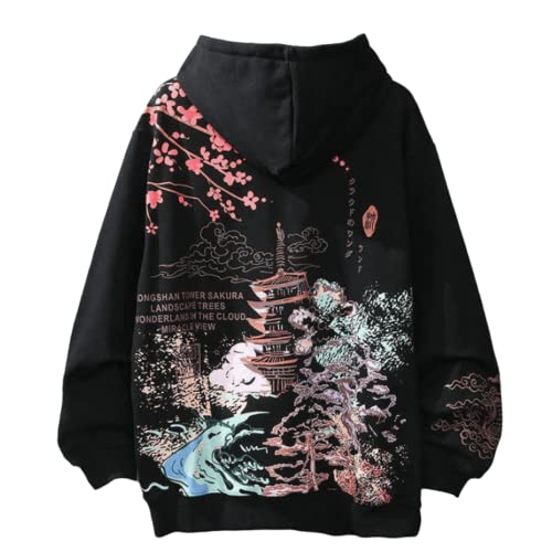 Aobiono Herren Damen Y2K Hoodie Anime Japanische Ästhetik Harajuku Koreanische Sakura Tempel Emo Grunge Alt Kirschblüte Fleece Herbst, Schwarz, X-Large Aobiono Herren Damen Y2K Hoodie Anime Japanische Ästhetik Harajuku Koreanische Sakura Tempel Emo Grunge Alt Kirschblüte Fleece Herbst, Schwarz, X-Large von Aobiono