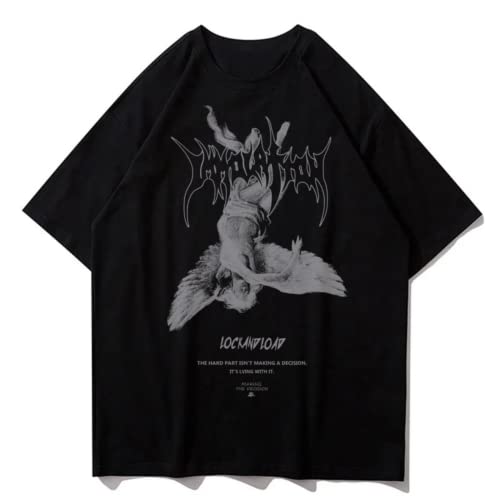 Y2K T-Shirts für Herren und Damen, Gothic, Vintage-T-Shirts, Grunge, Emo, Alt, übergroß, fallender Engel, Grafik, Gothic, Streetwear, 2000er-Jahre, Baggy, Bk2, L Y2K T-Shirts für Herren und Damen, Gothic, Vintage-T-Shirts, Grunge, Emo, Alt, übergroß, fallender Engel, Grafik, Gothic, Streetwear, 2000er-Jahre, Baggy, Bk2, L von Aobiono