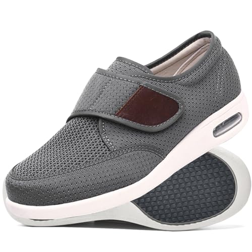 Aocase Diabetiker Schuhe Herren Klettverschluss Casual Medizinische Schuhe Rehaschuhe Walkingschuhe Freizeitschuhe Sportschuhe Bequeme rutschfest Schuhe,Grau,45 EU von Aocase