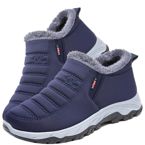 Aocase Diabetiker Schuhe Herren Schuhe für Geschwollene Füße Damen Winterstiefel Leicht Bequem Rutschfest Schneestiefel mit Warm Gefüttert,Men's blue,39/245mm von Aocase