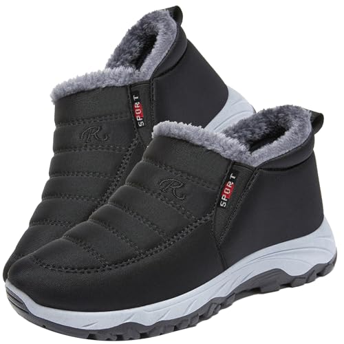 Aocase Diabetiker Schuhe Herren Schuhe für Geschwollene Füße Damen Winterstiefel Leicht Bequem Rutschfest Schneestiefel mit Warm Gefüttert,Women's black,37/235mm von Aocase