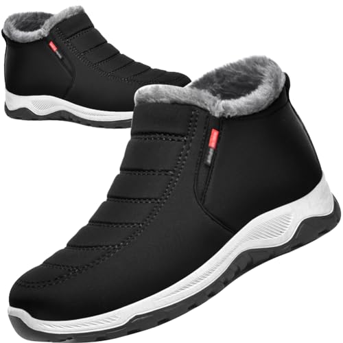 Aocase Hallux Valgus Schuhe Damen Winter Thermo Hausschuhe Klettverschluss Senioren Hoher Spann Orthopädische Diabetiker Extra Weit, Schwarz, 37/235mm von Aocase