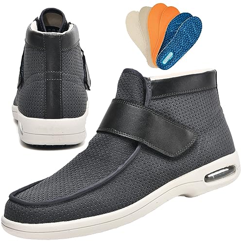 Aocase Hausschuhe Klettverschluss Senioren Diabetikerschuhe Extra Weit Herren Therapeutische Diabetiker Schuhe Verbandsschuh Senioren Medizinische Orthopadische Schuhe,Grau,42 EU von Aocase