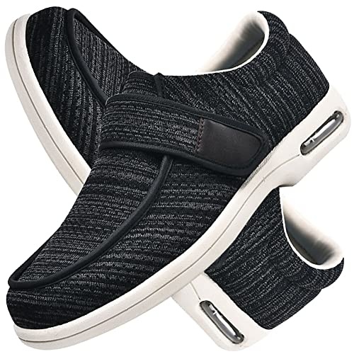 Aocase Hausschuhe Mit Klettverschluss Herren, Bequeme Sneakers Schuhe für Plantarfasziitis Fußschmerzen Orthopädische Breite Füße Senioren Hausschuhe Therapieschuhe,Blackgray,42 EU von Aocase