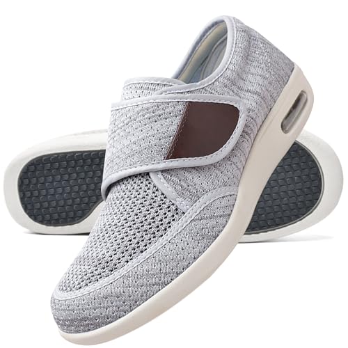 Aocase Herren Diabetiker Wanderschuhe Ödem-Schuhe für Geschwollene Füße Fußgewölbe Unterstützung Orthopädische Sneaker Atmungsaktive und Bequeme Schuhe,Light Gray,43 EU von Aocase