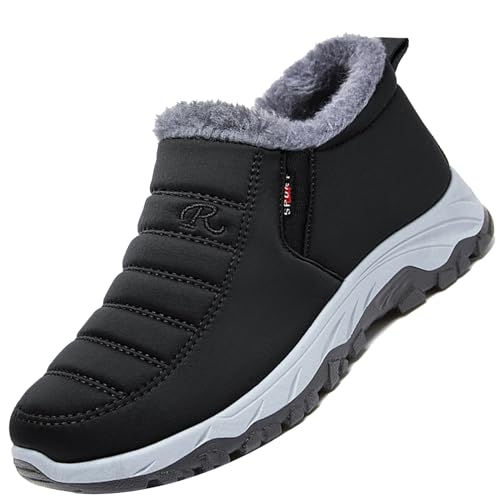 Aocase Herren Schuhe Extra Weit Winterstiefel Herren Gefüttert Winterschuhe Wasserdicht Warme Wanderschuhe Winter Trekkingschuhe rutschfest Winter Boots,Men's black,41/255mm von Aocase