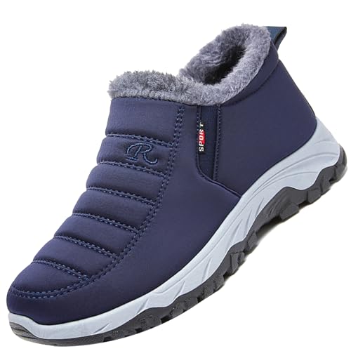 Aocase Herren Schuhe Extra Weit Winterstiefel Herren Gefüttert Winterschuhe Wasserdicht Warme Wanderschuhe Winter Trekkingschuhe rutschfest Winter Boots,Men's blue,41/255mm von Aocase